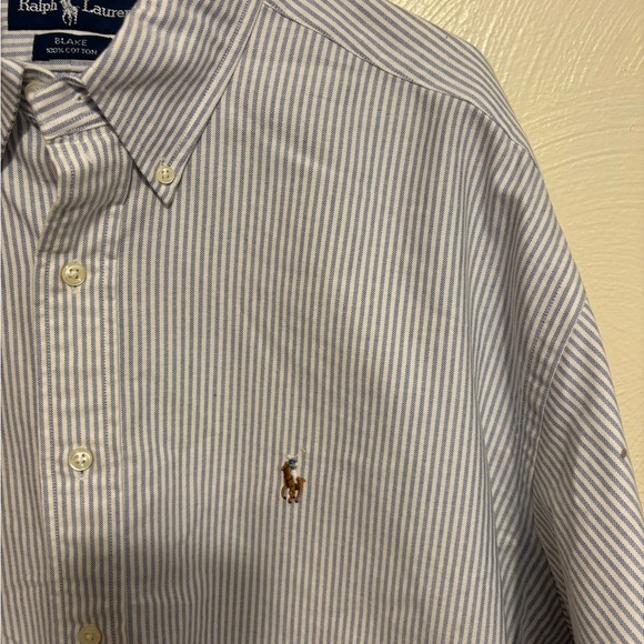 Ralph Lauren Blake XL Blue White Stripe Oxford Shirt NWT Pony Logo - Picture 6 of 8